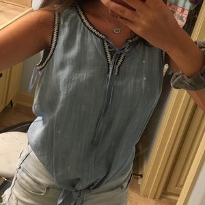 Blue Sleeveless Cremieux Top